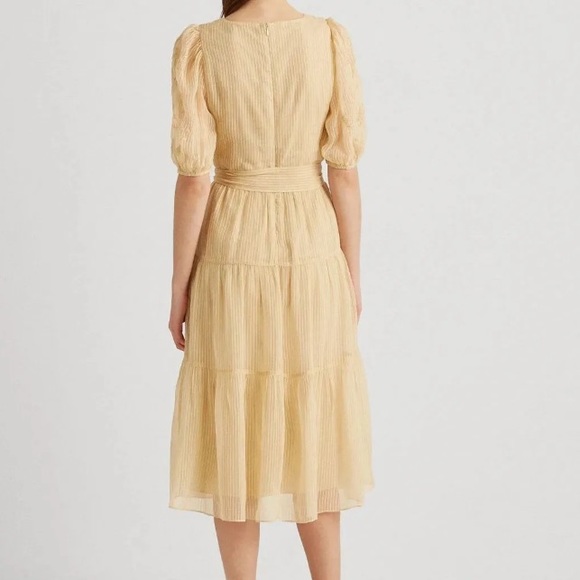 Women’s Ralph Lauren Stripped Midi Dress  with Zipper at the back Beige Size 4 - Picture 4 of 4